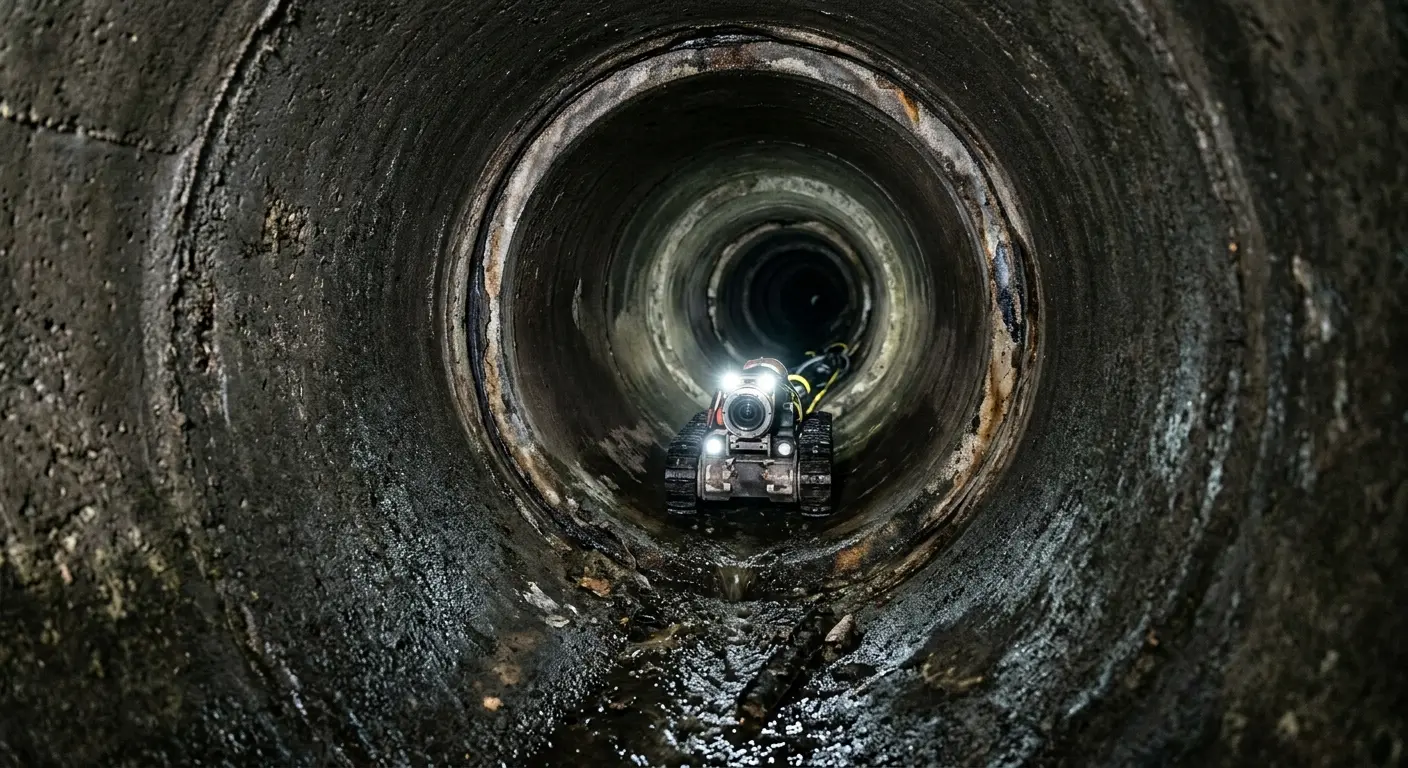 Robotic sewer camera inspecting pipe interior for Sewer Line Repair in Brooklyn